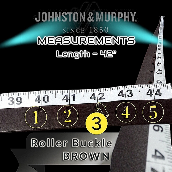 Johnston & Murphy Roller Buckle Belt | 42 inch Brown Leather | Style 75-7503 - Picture 4 of 13